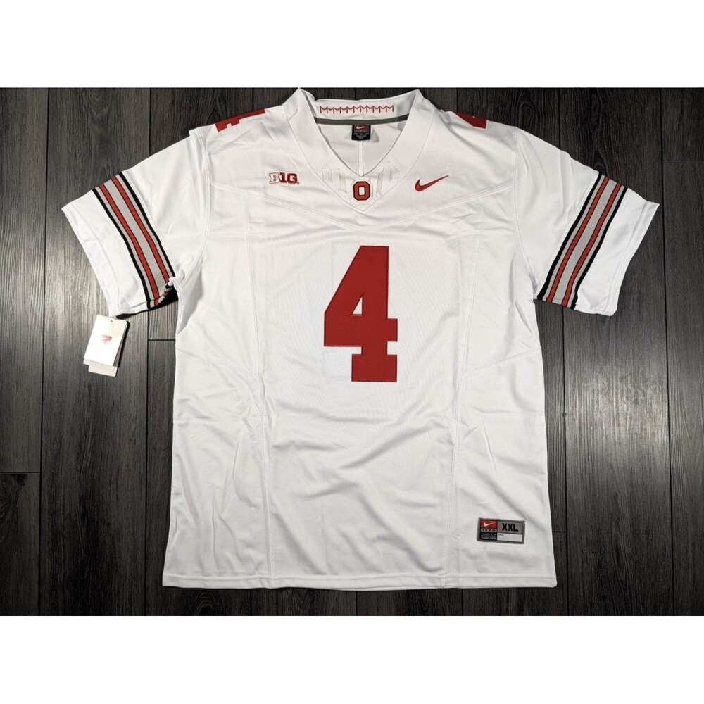 Jeremiah Smith 4 White Buckeye Stripe 2026 OSU Ohio State Football Jersey XXL
